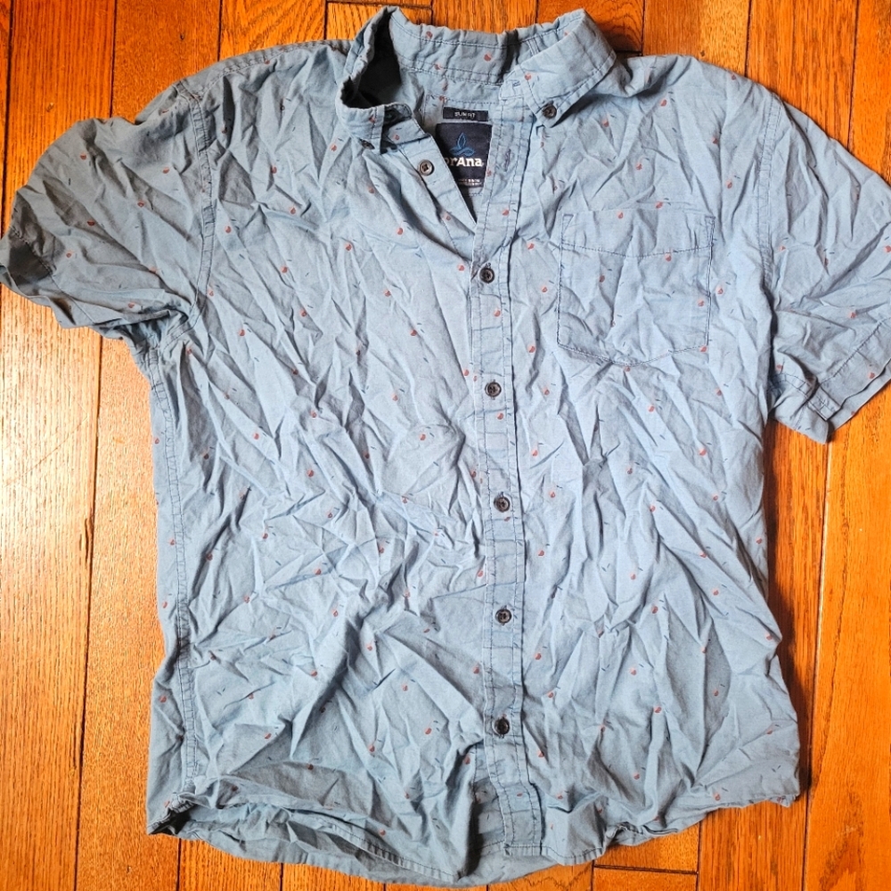 Prana Slim Fit Button Down, Cherry 🍒 print
